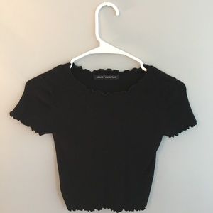 Brandy Melville Ribbed Black Cropped Sweater